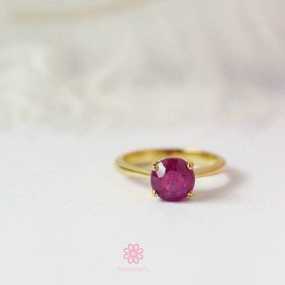 Genuine Ruby Ring in Sterling Silver and Gold Plate