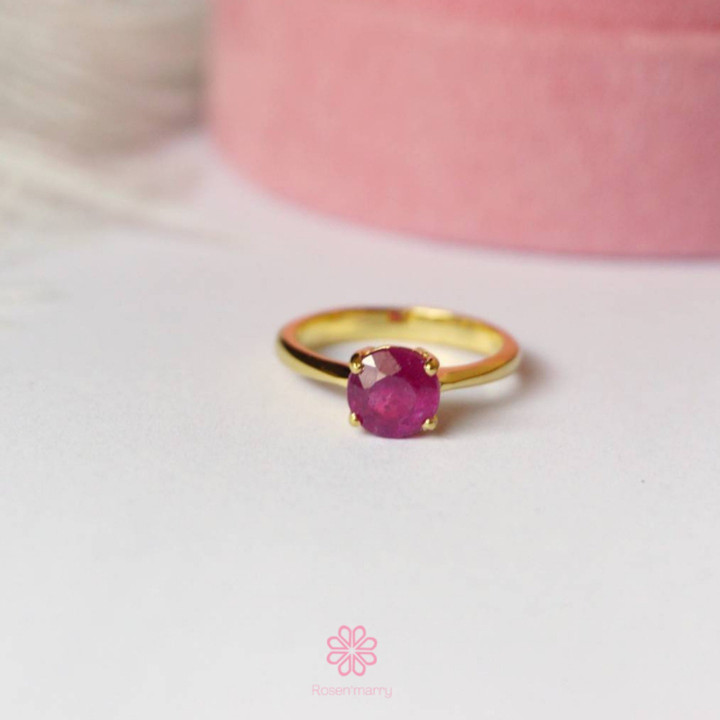 Genuine Ruby Ring in Sterling Silver and Gold Plate