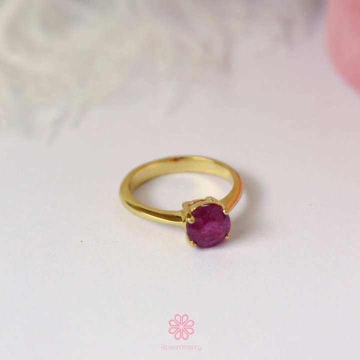 Genuine Ruby Ring in Sterling Silver and Gold Plate
