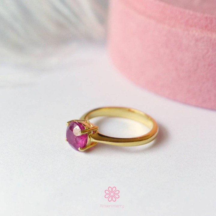 Genuine Ruby Ring in Sterling Silver and Gold Plate
