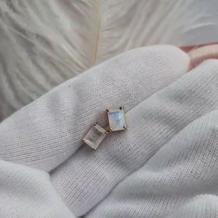 Pendientes de piedra lunar azul cielo | Plata de ley 925 y buena fortuna