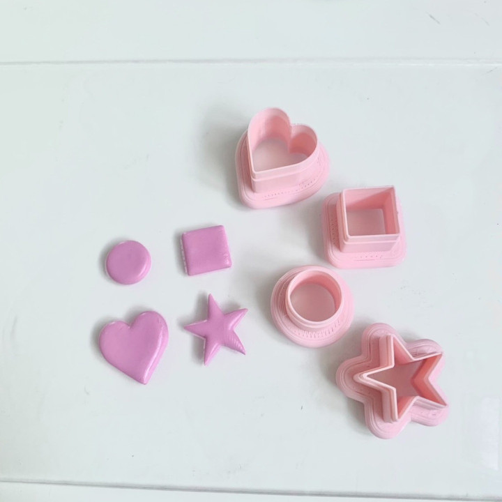 Polymer Clay Cutter Set: Hearts, Stars, Circles and Squares