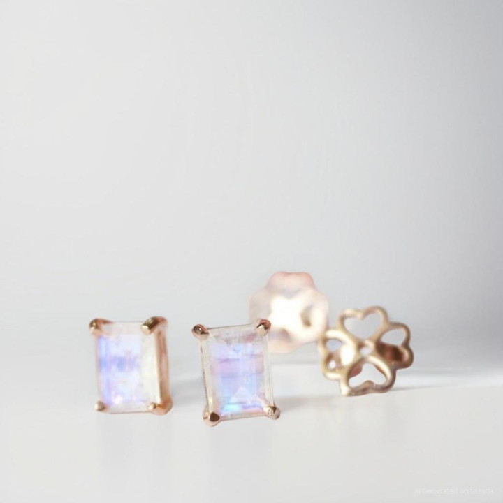 Pendientes de piedra lunar azul cielo | Plata de ley 925 y buena fortuna