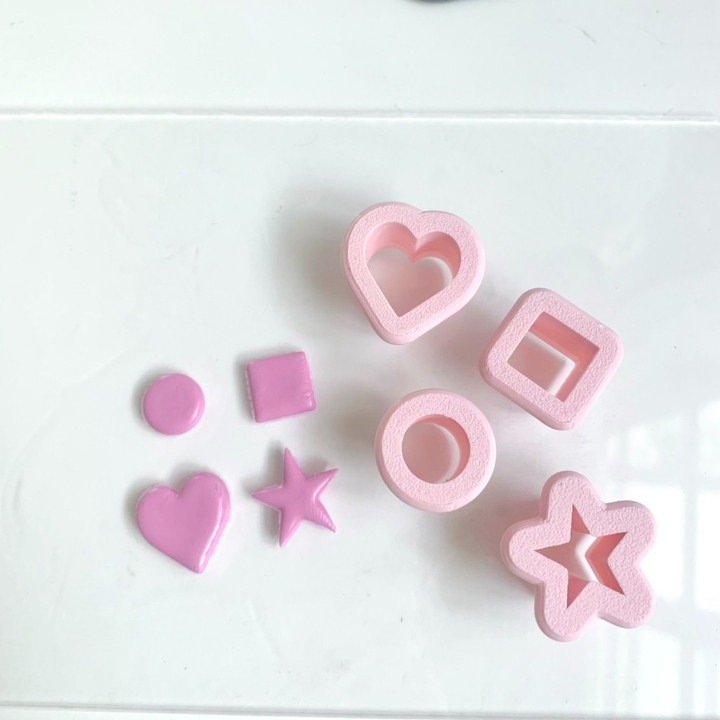 Polymer Clay Cutter Set: Hearts, Stars, Circles and Squares