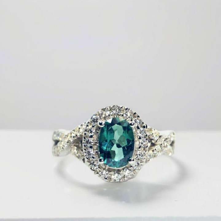 Ring mit grünem Topas | 925er Sterlingsilber | Echter Edelstein