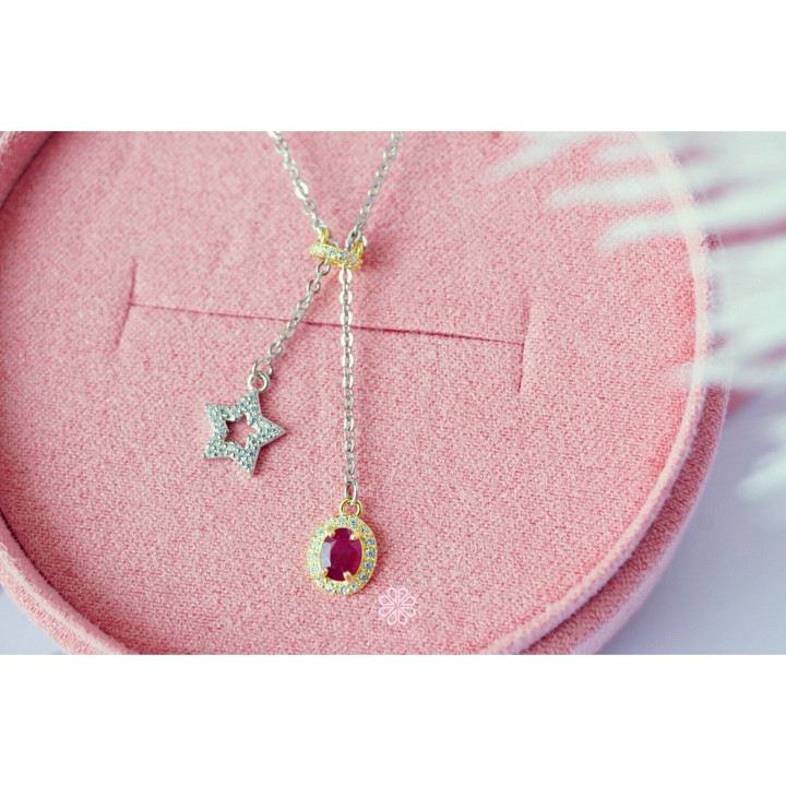 Collier en rubis véritable | Argent sterling | Pierre porte-bonheur