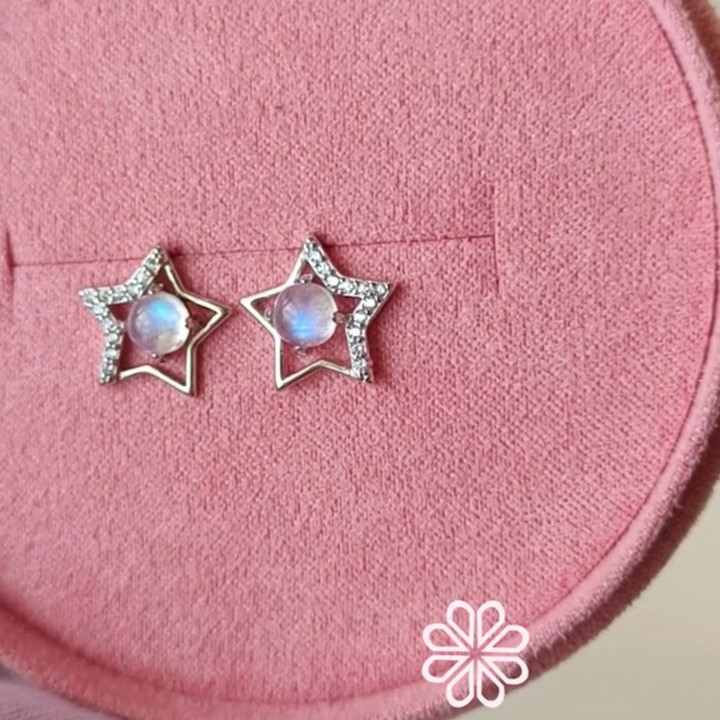 Sky Blue Moonstone Earrings | Sterling Silver | Lucky Gemstone Gifts