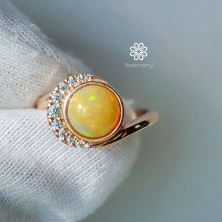 Genuine Opal Ring | Raw Stone, Sterling Silver and Rose Gold