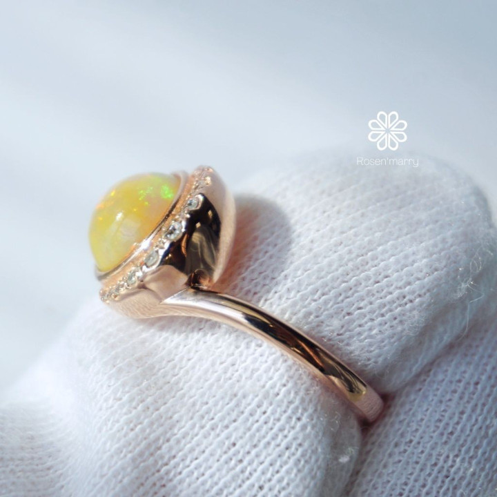 Echter Opalring | Rohstein, Sterlingsilber und Roségold