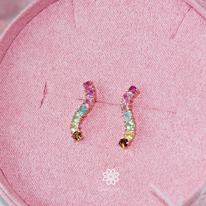 Tourmaline Earrings in Sterling Silver, Pink Gold Plating