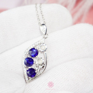 Sterling Silver Sapphire Necklace | Rosen'marry RN044 | Lucky Gemstone Gift