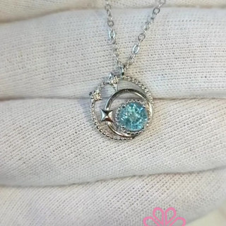 White Gold Topaz Pendant Necklace | Sterling Silver