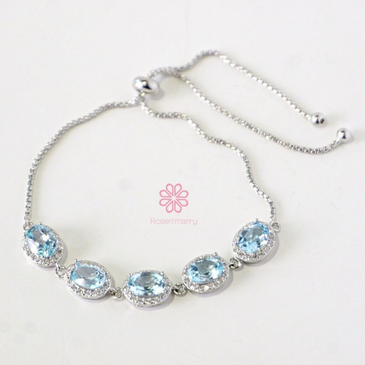 Sterling Silver Topaz Bracelet | Adjustable and Meaningful Gift