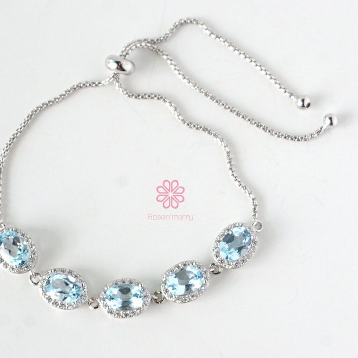 Sterling Silver Topaz Bracelet | Adjustable and Meaningful Gift