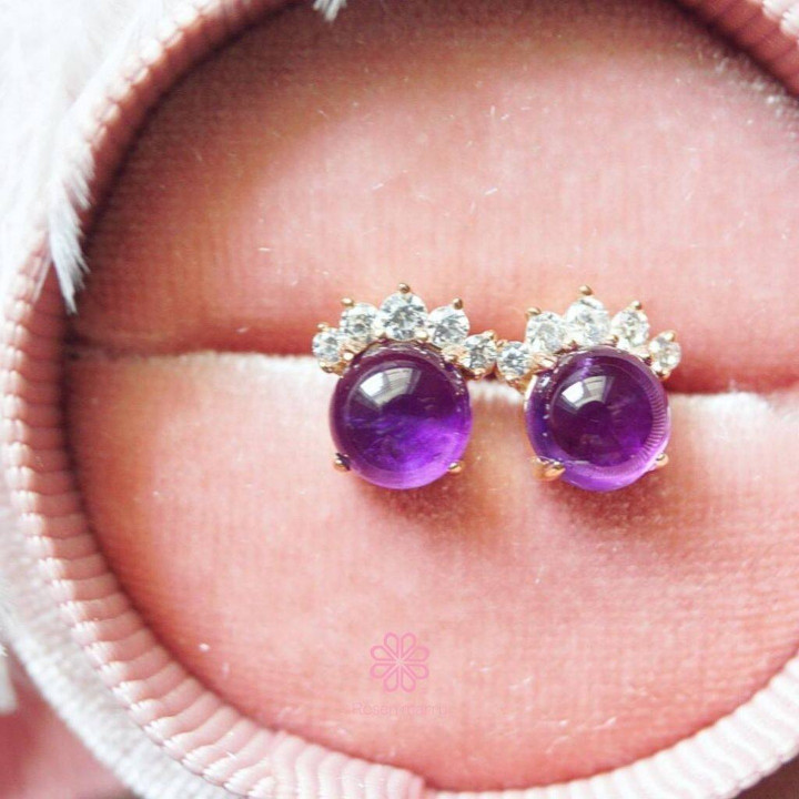 Amethyst Earrings | 925 Sterling Silver, Rose Gold Plating