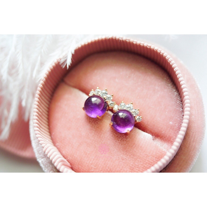 Amethyst Earrings | 925 Sterling Silver, Rose Gold Plating