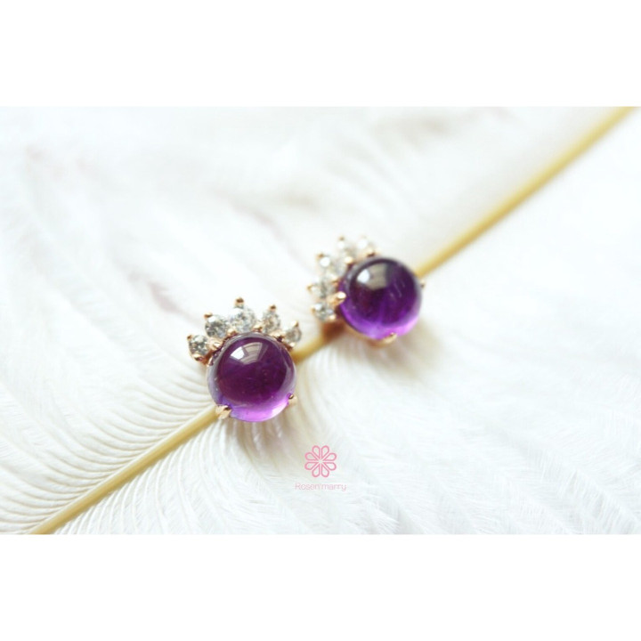 Amethyst Earrings | 925 Sterling Silver, Rose Gold Plating