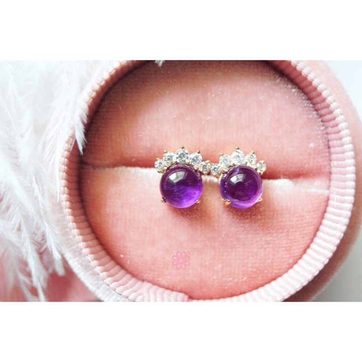 Amethyst Earrings | 925 Sterling Silver, Rose Gold Plating