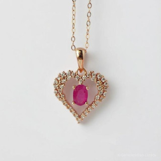 Rose Gold Ruby Necklace | 925 Sterling Silver | Gift Box Included