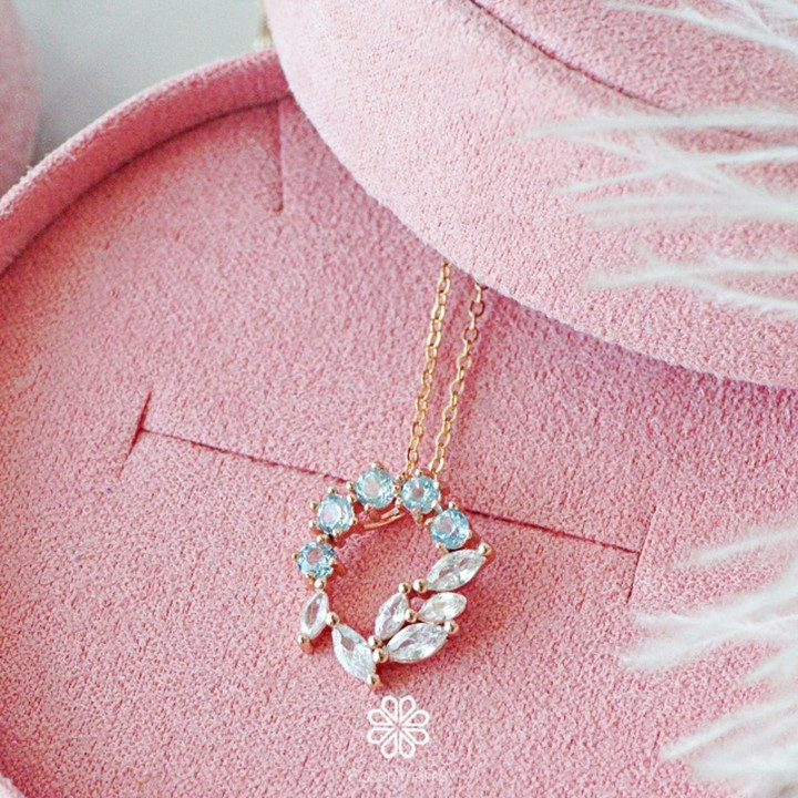Collar de cuarzo rosa y topacio auténtico | Plata de ley 925