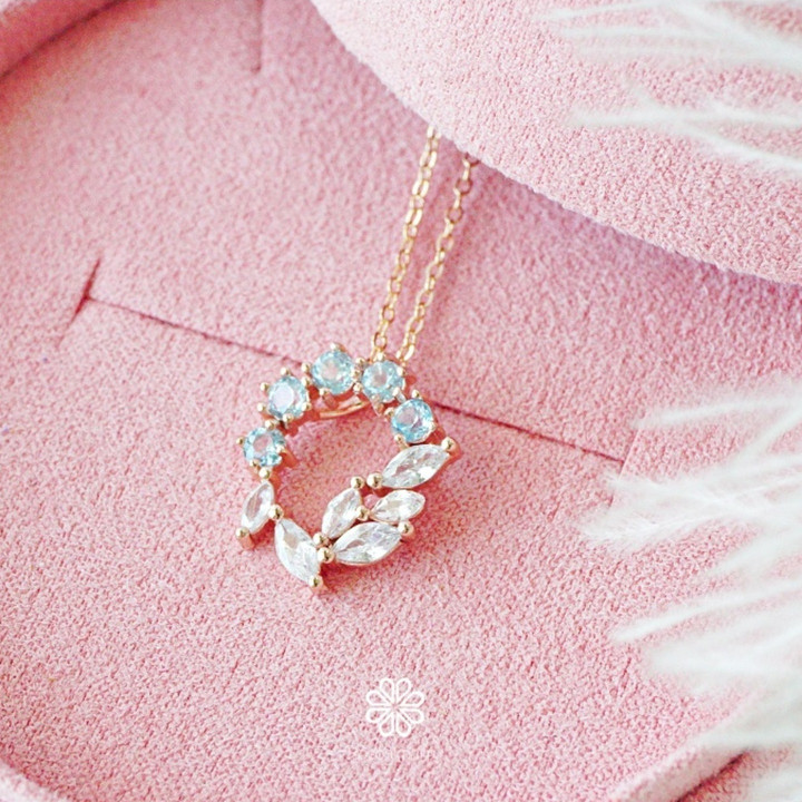 Collar de cuarzo rosa y topacio auténtico | Plata de ley 925