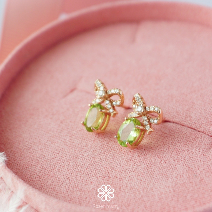 Pendientes de lazo de peridoto | Plata de ley, piedras preciosas auténticas