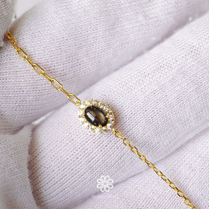 Black Star Sapphire Bracelet | 925 Sterling Silver and Gold