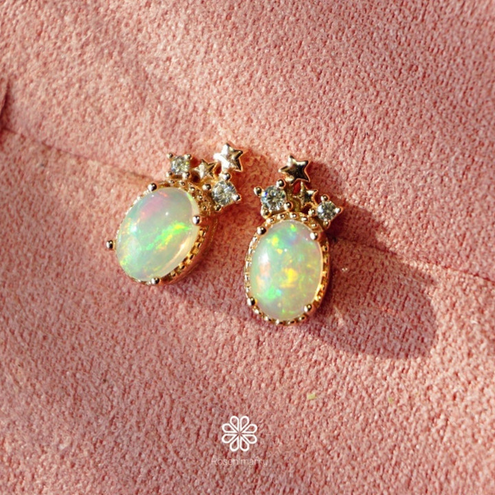 Genuine Opal Earrings | Rainbow Effect | Sterling Silver | Gift Box