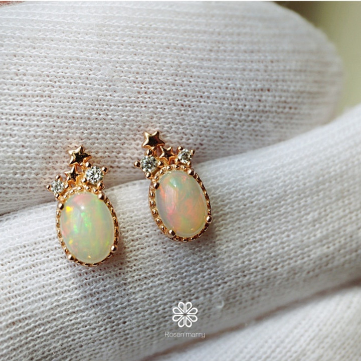Genuine Opal Earrings | Rainbow Effect | Sterling Silver | Gift Box