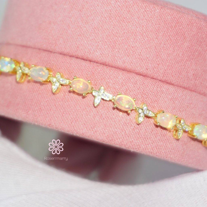 Bracelet en opale véritable | Argent sterling 925, cadeau porte-bonheur