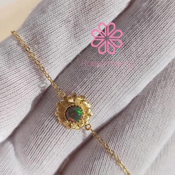 Bracelet en opale brute et argent sterling | Bijou en pierre précieuse authentique
