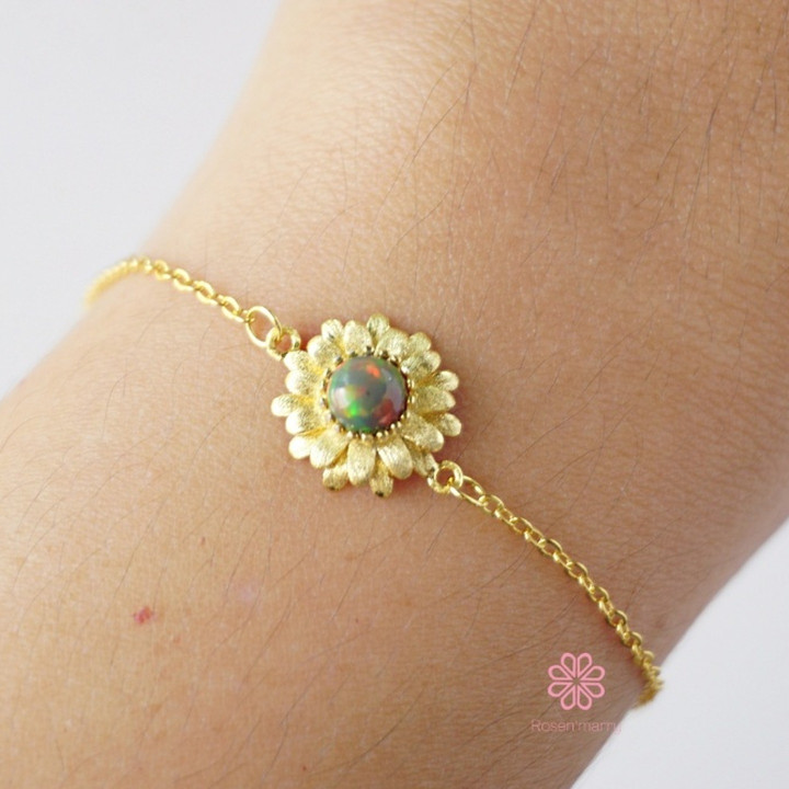 Bracelet en opale brute et argent sterling | Bijou en pierre précieuse authentique