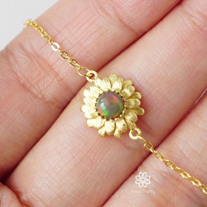Bracelet en opale brute et argent sterling | Bijou en pierre précieuse authentique
