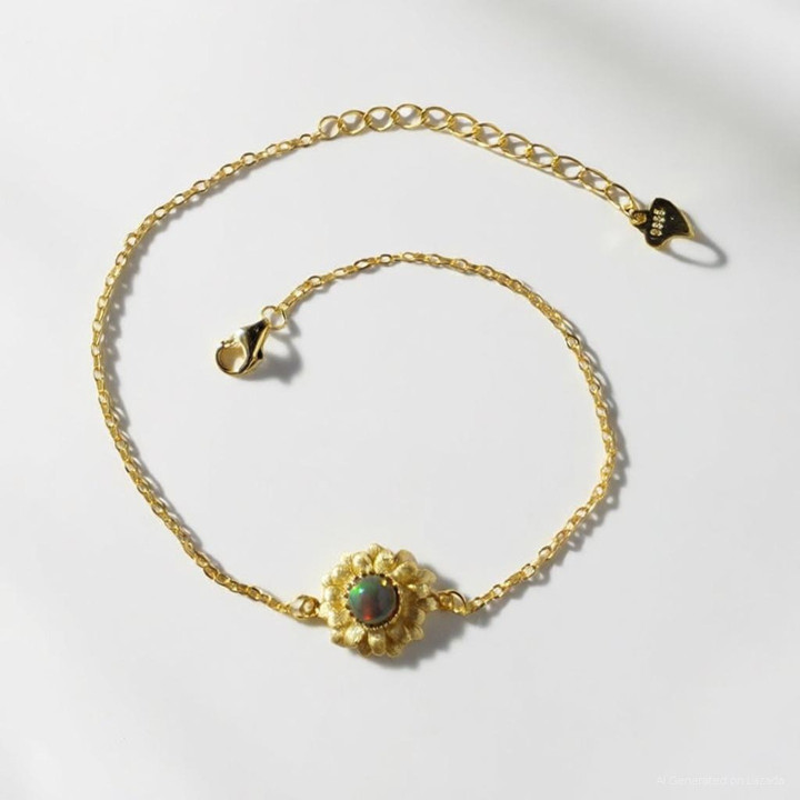 Bracelet en opale brute et argent sterling | Bijou en pierre précieuse authentique