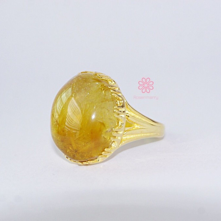 29 Karat vergoldeter Ring aus Rosé und Imperial Silk (Größe 60)