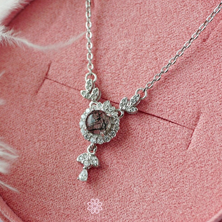 Black Silk Quartz Necklace | Sterling Silver | Good Fortune Gemstone