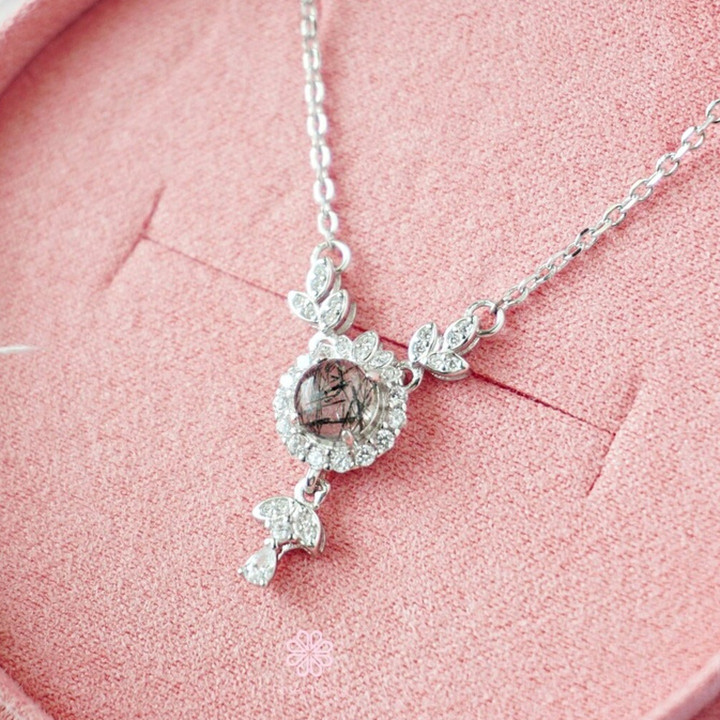 Black Silk Quartz Necklace | Sterling Silver | Good Fortune Gemstone