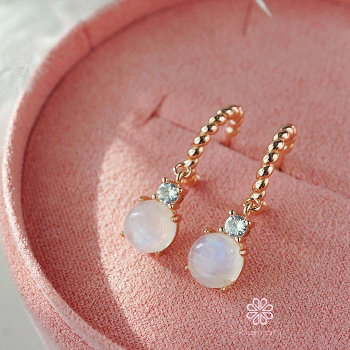 Ohrhänger mit blauem Mondstein – Sterlingsilber und Roségold