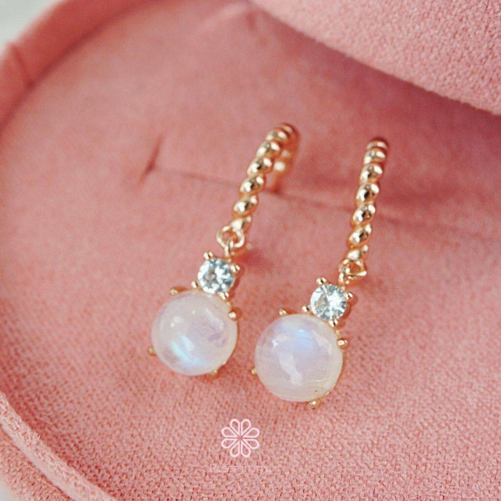 Ohrhänger mit blauem Mondstein – Sterlingsilber und Roségold