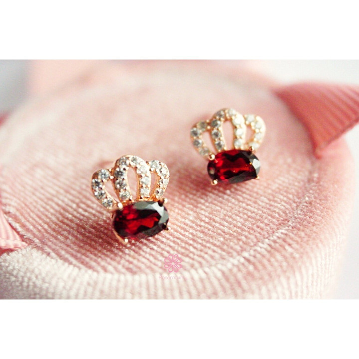 Echte Granat- und Sterlingsilber-Ohrstecker - Rosen'marry