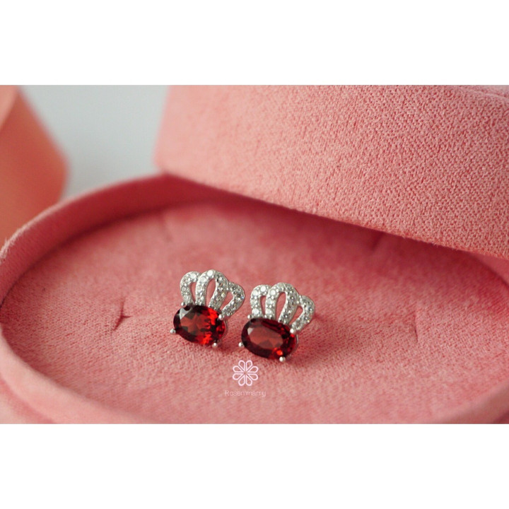 Echte Granat- und Sterlingsilber-Ohrstecker - Rosen'marry