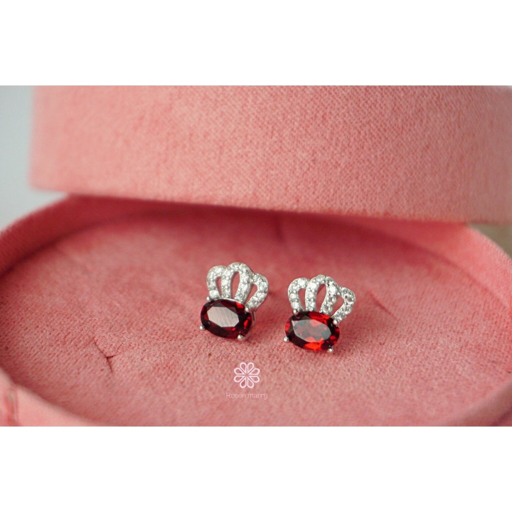 Echte Granat- und Sterlingsilber-Ohrstecker - Rosen'marry
