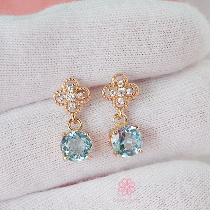 Boucles d'oreilles pendantes en topaze véritable et argent sterling