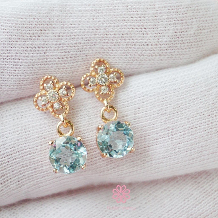 Boucles d'oreilles pendantes en topaze véritable et argent sterling