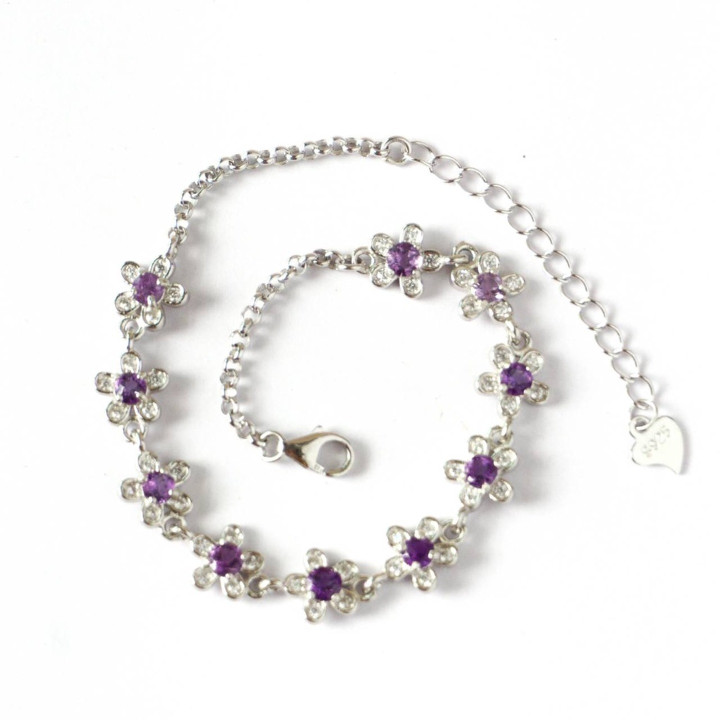 Amethyst Bracelet - Raw Gemstone and Sterling Silver