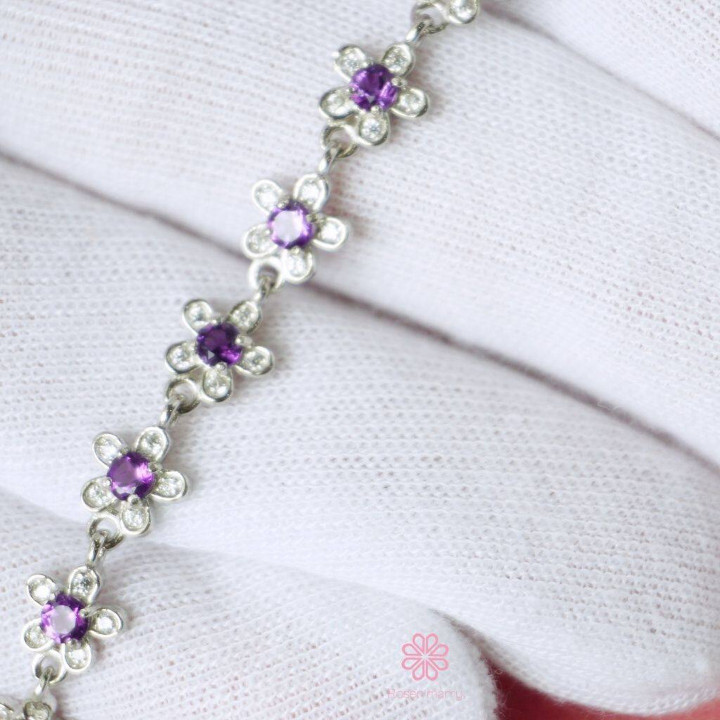Amethyst Bracelet - Raw Gemstone and Sterling Silver
