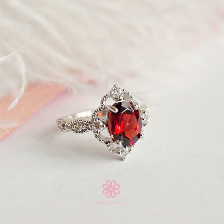 Granatring aus Sterlingsilber | Echter, tiefroter Edelsteinschmuck