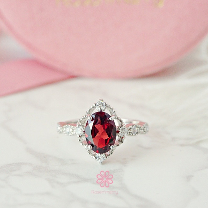 Granatring aus Sterlingsilber | Echter, tiefroter Edelsteinschmuck