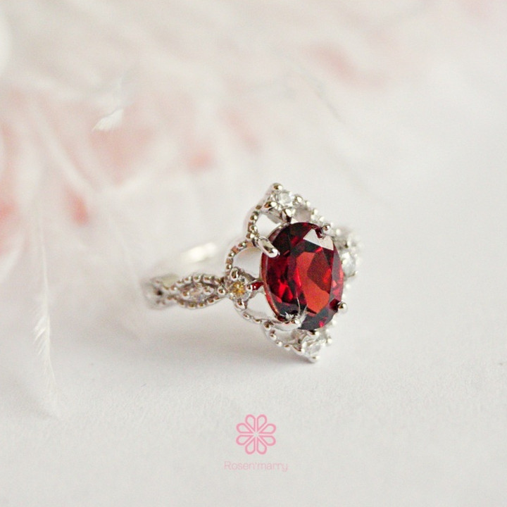 Granatring aus Sterlingsilber | Echter, tiefroter Edelsteinschmuck