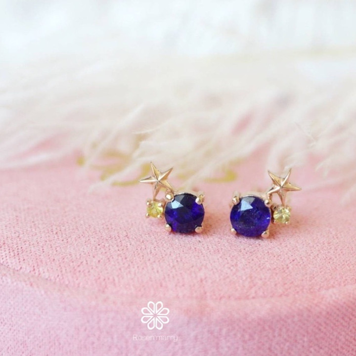 Boucles d'oreilles en saphir et or rose | Argent sterling 925